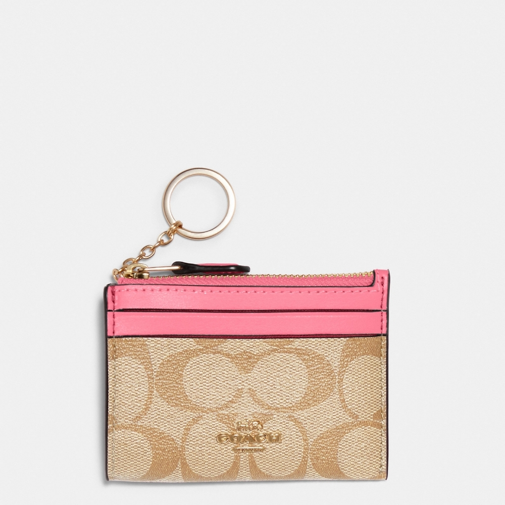Coach skinny id case in confetti pink